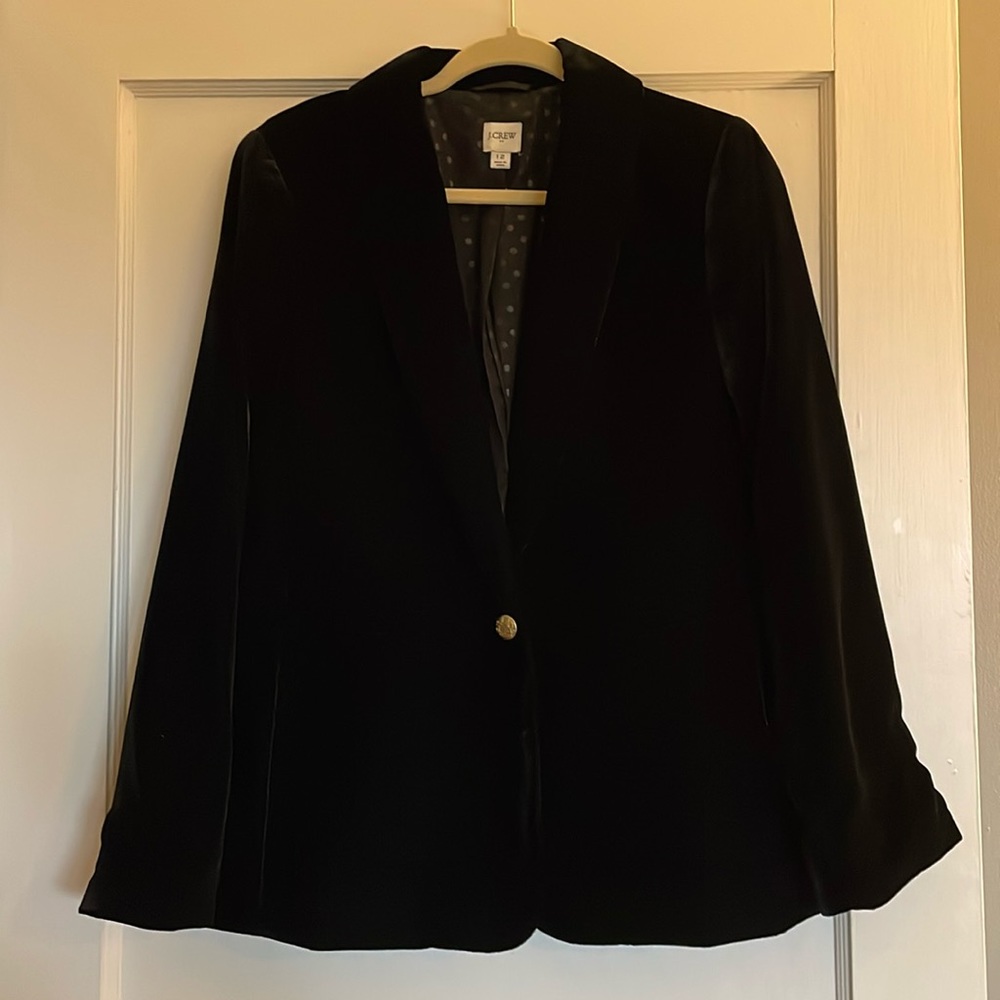 J. Crew Factory Velvet One-Button Blazer